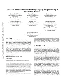 Sinkhorn Transformations for Single-Query Postprocessing in Text-Video
  Retrieval
