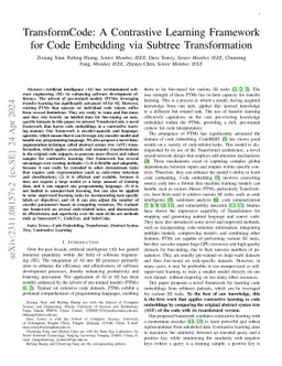 TransformCode: A Contrastive Learning Framework for Code Embedding via
  Subtree Transformation
