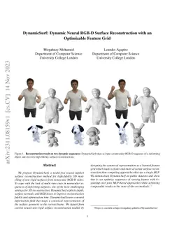 DynamicSurf: Dynamic Neural RGB-D Surface Reconstruction with an
  Optimizable Feature Grid