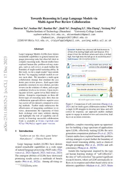Towards Reasoning in Large Language Models via Multi-Agent Peer Review
  Collaboration