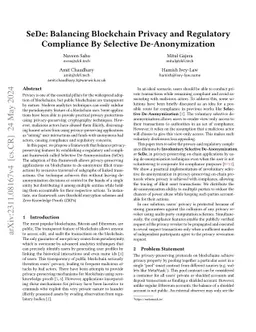 SeDe: Balancing Blockchain Privacy and Regulatory Compliance by Selective De-Anonymization