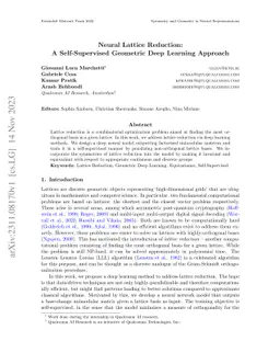 Neural Lattice Reduction: A Self-Supervised Geometric Deep Learning Approach