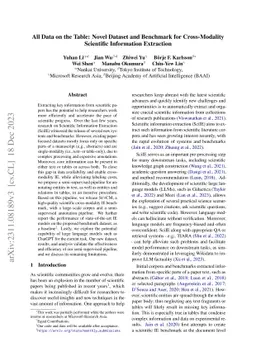 All Data on the Table: Novel Dataset and Benchmark for Cross-Modality
  Scientific Information Extraction