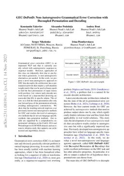 GEC-DePenD: Non-Autoregressive Grammatical Error Correction with
  Decoupled Permutation and Decoding