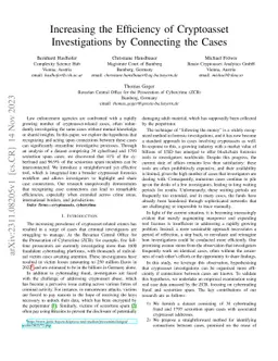 Increasing the Efficiency of Cryptoasset Investigations by Connecting
  the Cases