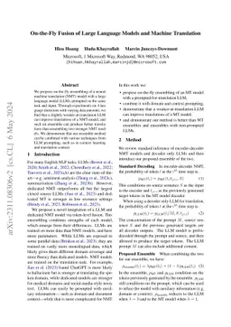 On-the-Fly Fusion of Large Language Models and Machine Translation