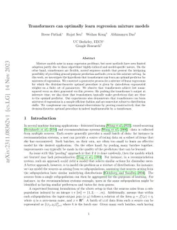 Transformers can optimally learn regression mixture models