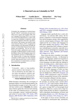 A Material Lens on Coloniality in NLP
