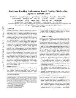 Rankitect: Ranking Architecture Search Battling World-class Engineers at
  Meta Scale