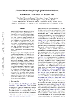 Functionality learning through specification instructions