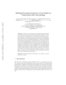 Refining Perception Contracts: Case Studies in Vision-based Safe
  Auto-landing