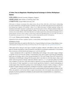 It Takes Two to Negotiate: Modeling Social Exchange in Online
  Multiplayer Games