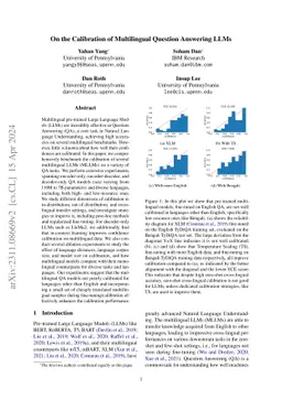 On the Calibration of Multilingual Question Answering LLMs