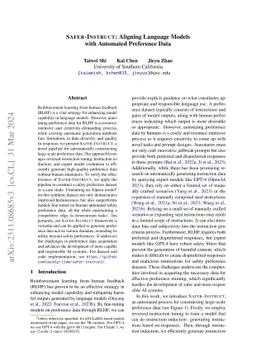 Safer-Instruct: Aligning Language Models with Automated Preference Data