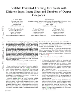 Scalable Federated Learning for Clients with Different Input Image Sizes
  and Numbers of Output Categories