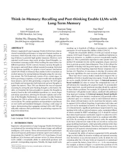 Think-in-Memory: Recalling and Post-thinking Enable LLMs with Long-Term
  Memory