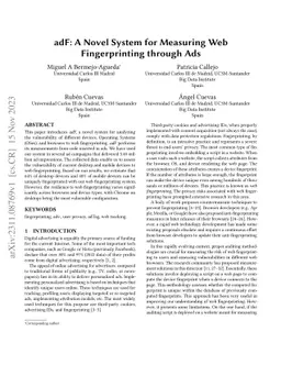 adF: A Novel System for Measuring Web Fingerprinting through Ads