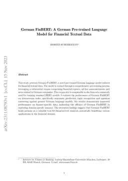 German FinBERT: A German Pre-trained Language Model