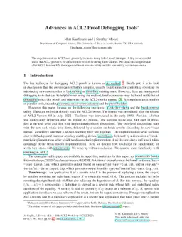 Advances in ACL2 Proof Debugging Tools