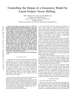 Controlling the Output of a Generative Model by Latent Feature Vector
  Shifting