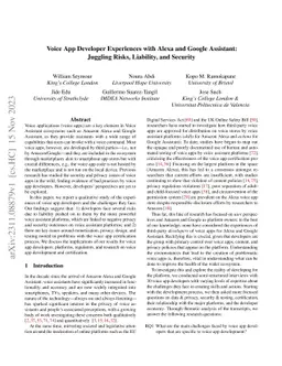 Voice App Developer Experiences with Alexa and Google Assistant:
  Juggling Risks, Liability, and Security