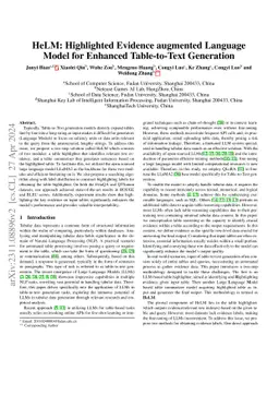 HeLM: Highlighted Evidence augmented Language Model for Enhanced
  Table-to-Text Generation