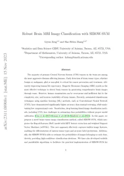 Robust Brain MRI Image Classification with SIBOW-SVM