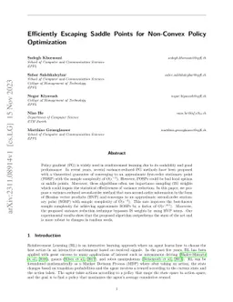 Efficiently Escaping Saddle Points for Policy Optimization