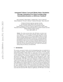Automated Volume Corrected Mitotic Index Calculation Through
  Annotation-Free Deep Learning using Immunohistochemistry as Reference
  Standard
