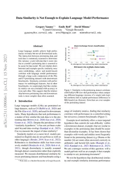 Data Similarity is Not Enough to Explain Language Model Performance
