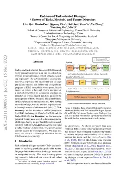 End-to-end Task-oriented Dialogue: A Survey of Tasks, Methods, and
  Future Directions
