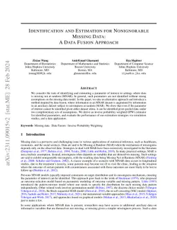 Identification and Estimation for Nonignorable Missing Data: A Data
  Fusion Approach