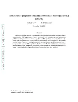 Semidefinite programs simulate approximate message passing robustly