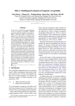 MELA: Multilingual Evaluation of Linguistic Acceptability