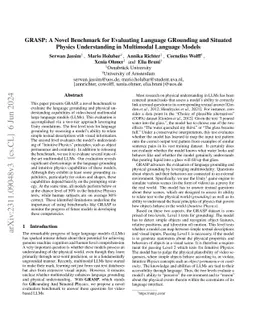 GRASP: A novel benchmark for evaluating language GRounding And Situated
  Physics understanding in multimodal language models