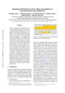 Identifying Self-Disclosures of Use, Misuse and Addiction in
  Community-based Social Media Posts