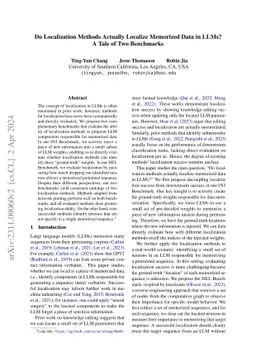 Do Localization Methods Actually Localize Memorized Data in LLMs? A Tale
  of Two Benchmarks