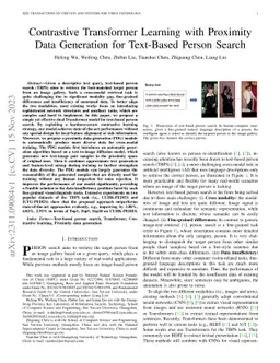 Contrastive Transformer Learning with Proximity Data Generation for
  Text-Based Person Search