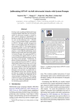 Jailbreaking GPT-4V via Self-Adversarial Attacks with System Prompts