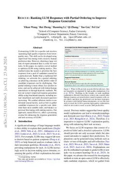 Rescue: Ranking LLM Responses with Partial Ordering to Improve Response
  Generation