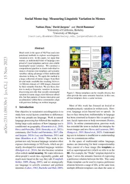 Social Meme-ing: Measuring Linguistic Variation in Memes