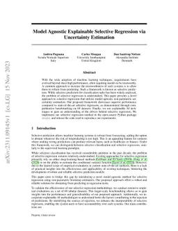 Model Agnostic Explainable Selective Regression via Uncertainty
  Estimation
