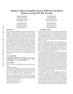 Arkade: k-Nearest Neighbor Search With Non-Euclidean Distances using GPU
  Ray Tracing