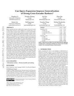 Can Query Expansion Improve Generalization of Strong Cross-Encoder
  Rankers?