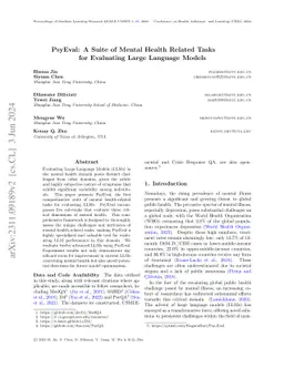 PsyEval: A Suite of Mental Health Related Tasks for Evaluating Large
  Language Models