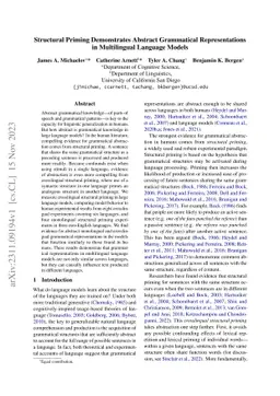 Structural Priming Demonstrates Abstract Grammatical Representations in
  Multilingual Language Models