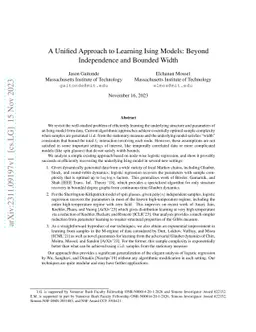 A Unified Approach to Learning Ising Models: Beyond Independence and
  Bounded Width