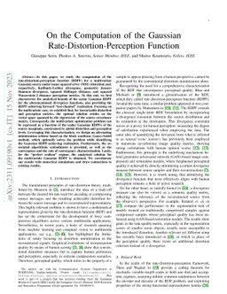 On the Computation of the Gaussian Rate-Distortion-Perception Function