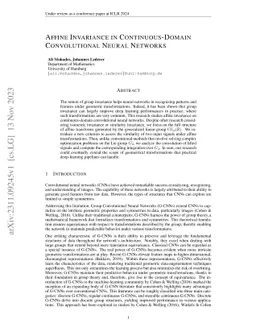 Affine Invariance in Continuous-Domain Convolutional Neural Networks