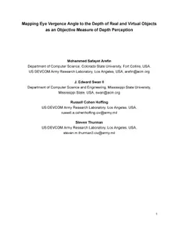 Mapping Eye Vergence Angle to the Depth of Real and Virtual Objects as
  an Objective Measure of Depth Perception